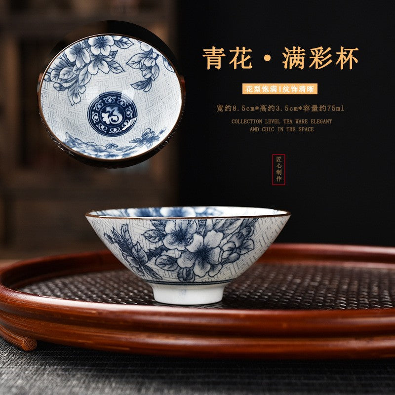 Blue and white porcelain teacup, Kung Fu cup