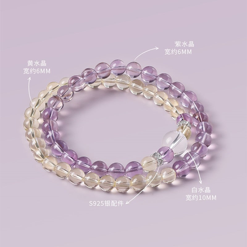 Amethyst double-loop bracelet 6mm