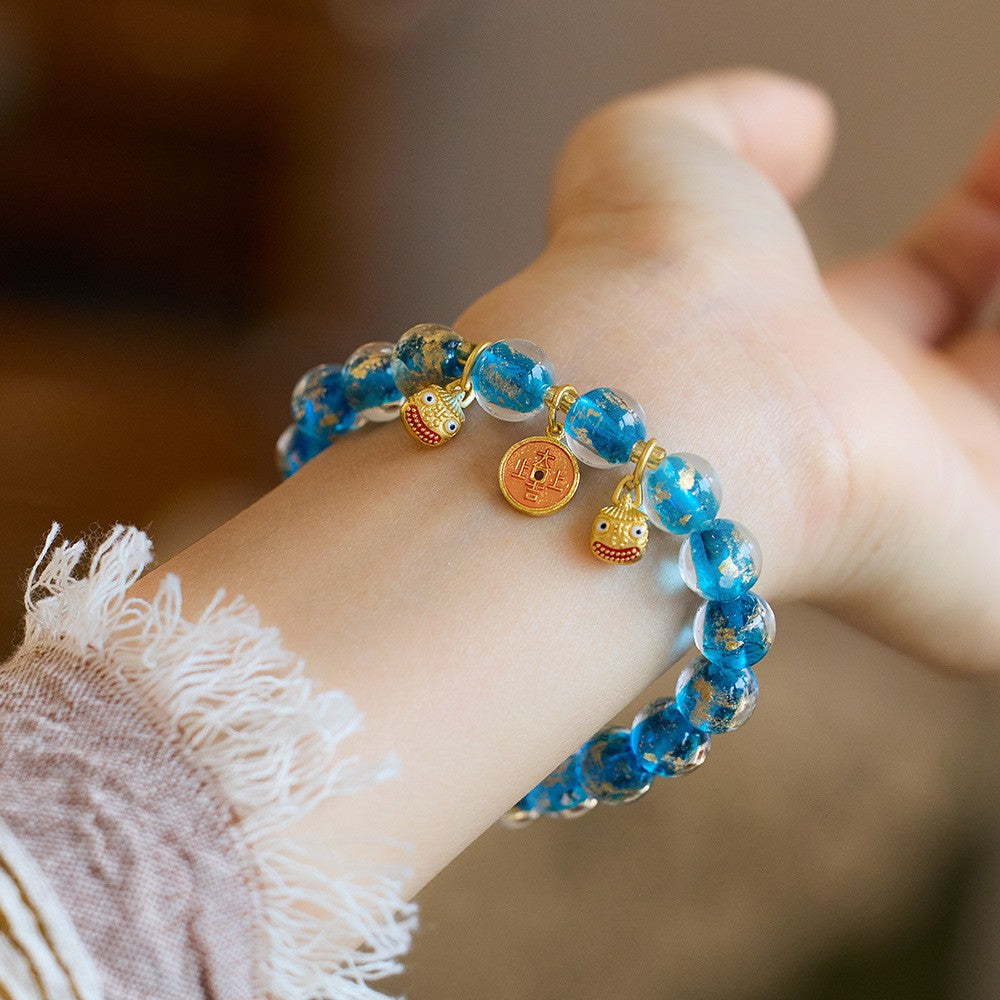 Incense Ash Glass Gold Devouring Beast Bracelet