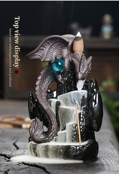 Pterosaur purple sand ceramic backflow incense burner