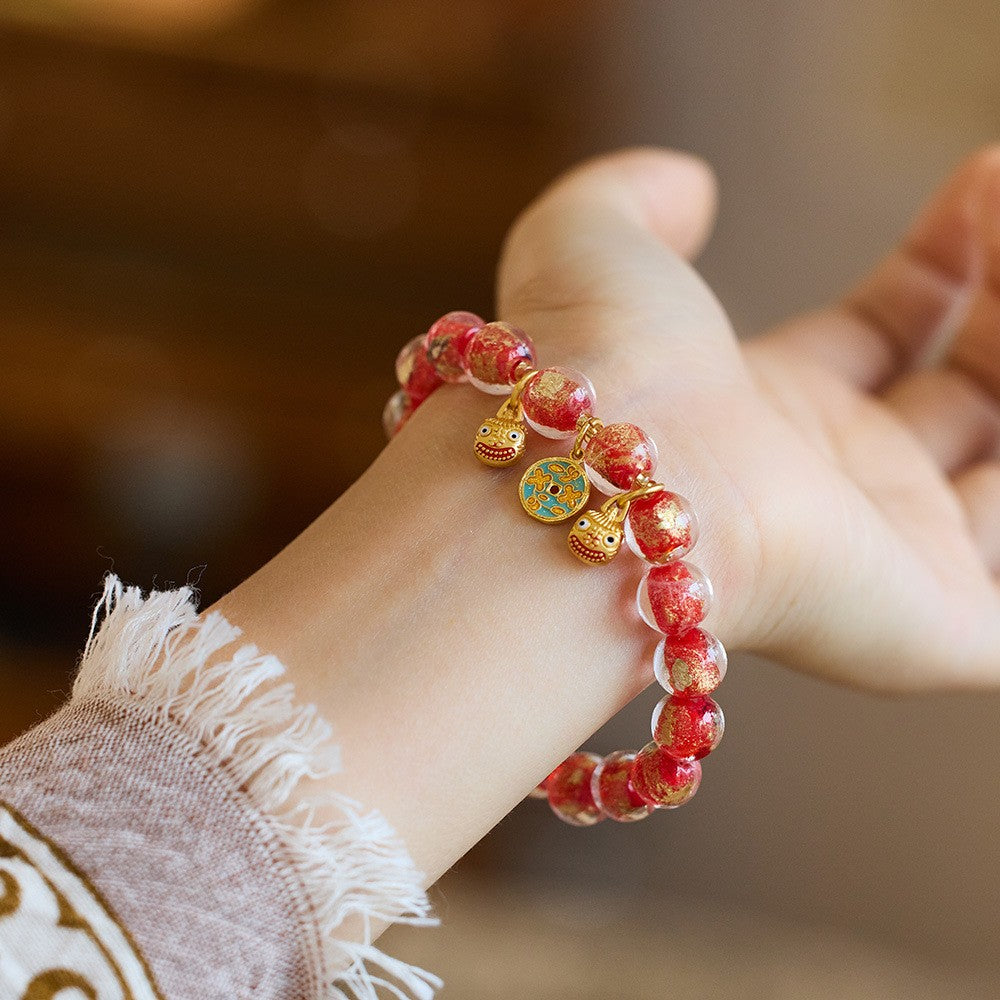 Incense Ash Glass Gold Devouring Beast Bracelet