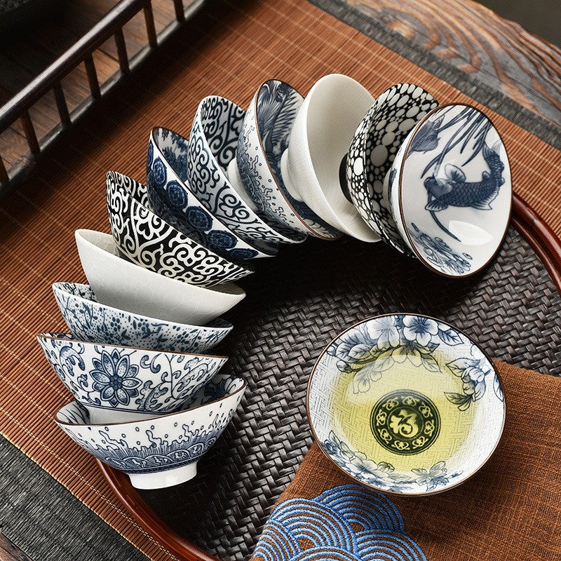 Blue and white porcelain teacup, Kung Fu cup