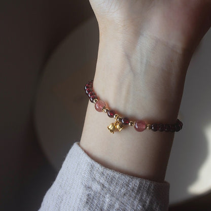 Burgundy garnet with strawberry crystal bracelet 4.8mm