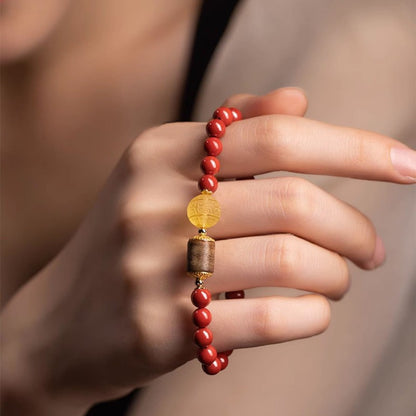 Cinnabar with beeswax agarwood bracelet 6/8mm