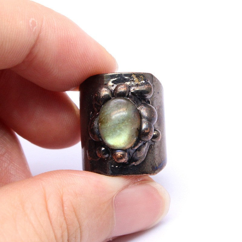 Retro personality natural agate geode ring crystal raw stone ring