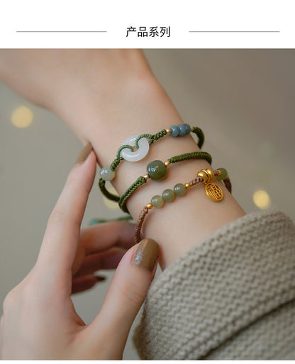 Hetian jade hand-woven bracelet