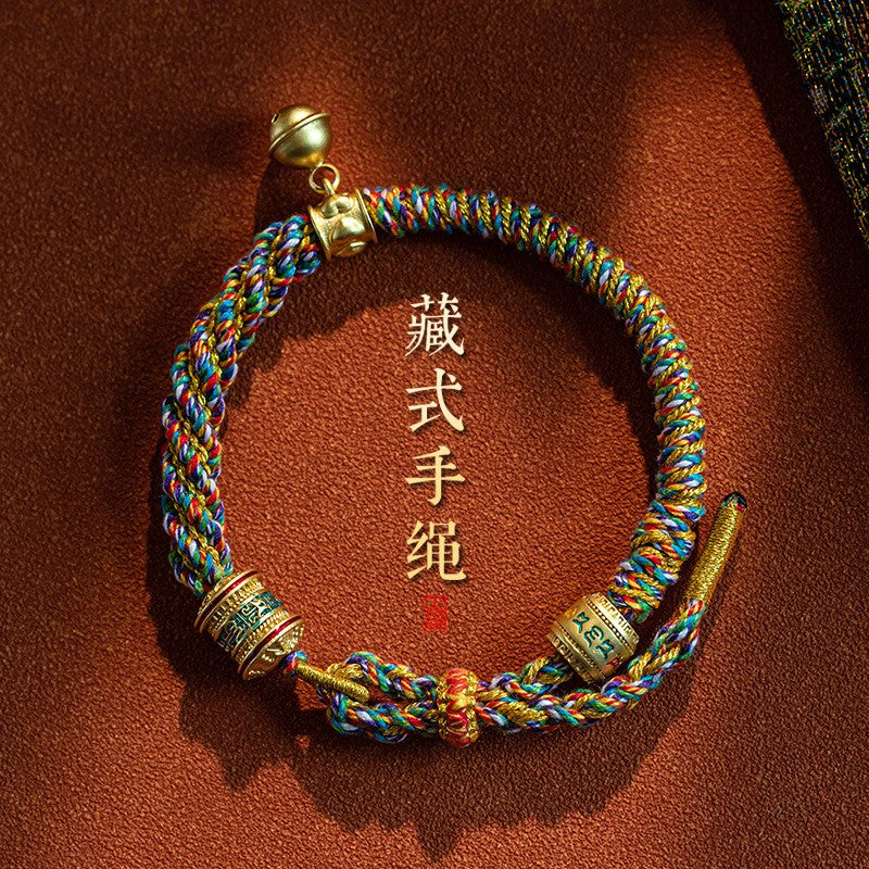 Tibetan style multi-colored hand-woven bracelet