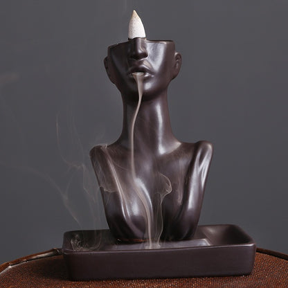 Ceramic statue backflow incense burner