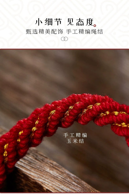 Hand-woven six-character mantra red string bracelet