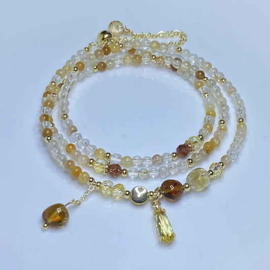 Citrine three-circle bracelet