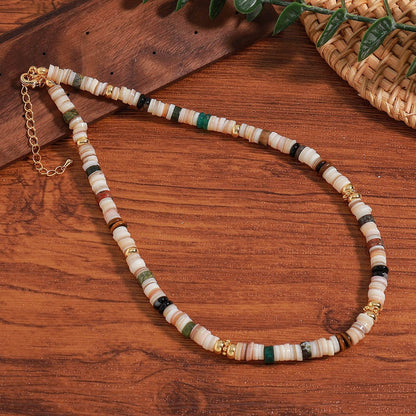 Mixed color beaded copper plated non-fading necklace clavicle chain