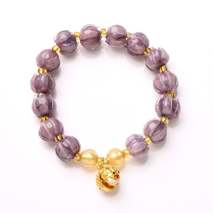 Mountain purple glass lotus firefly imitation ivory lion bracelet