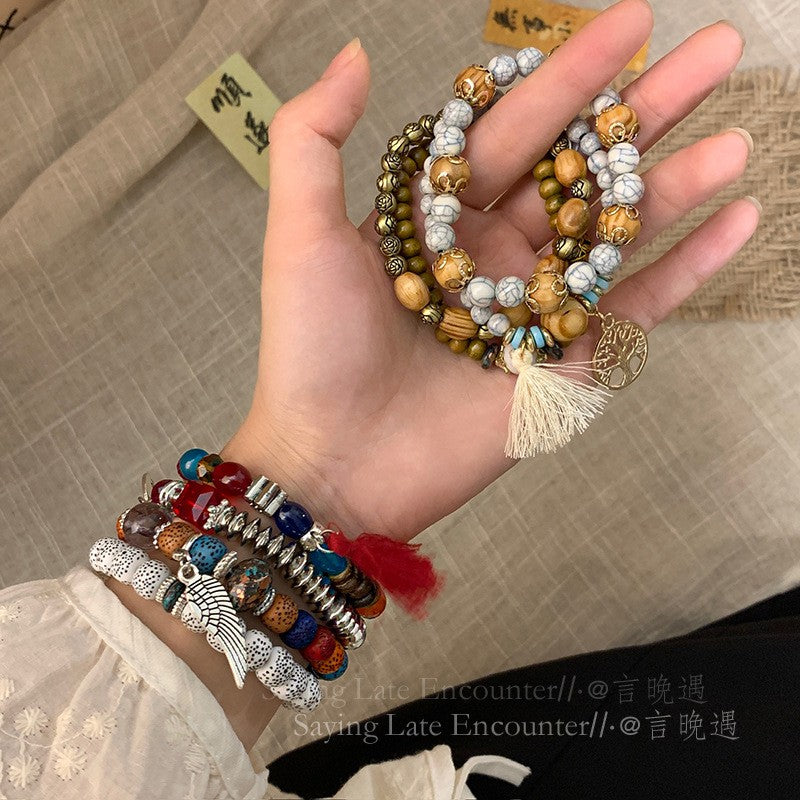 Bohemian exotic ethnic style bodhi beaded bracelet