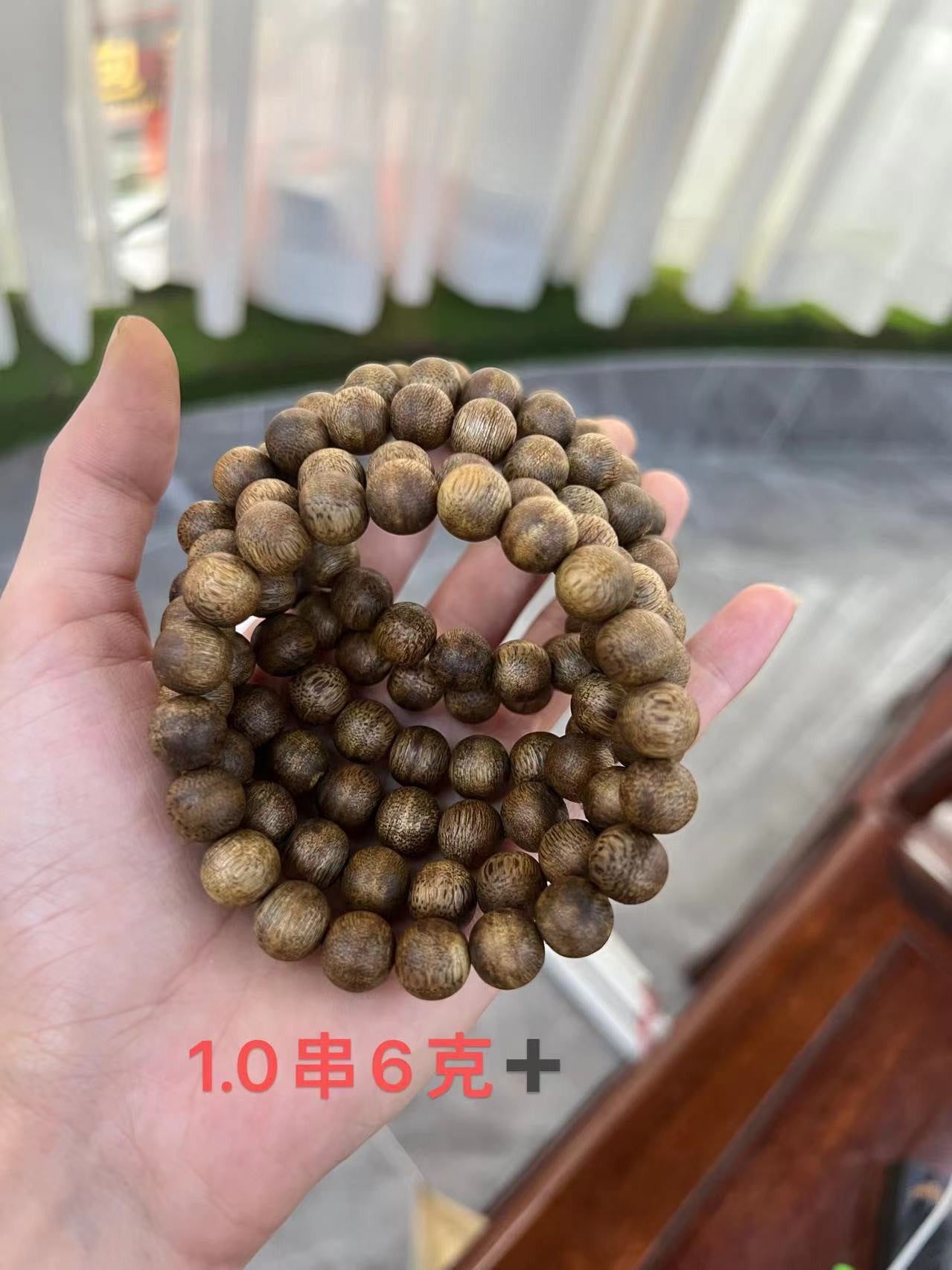 Green agarwood 108 rosary Buddhist beads bracelet