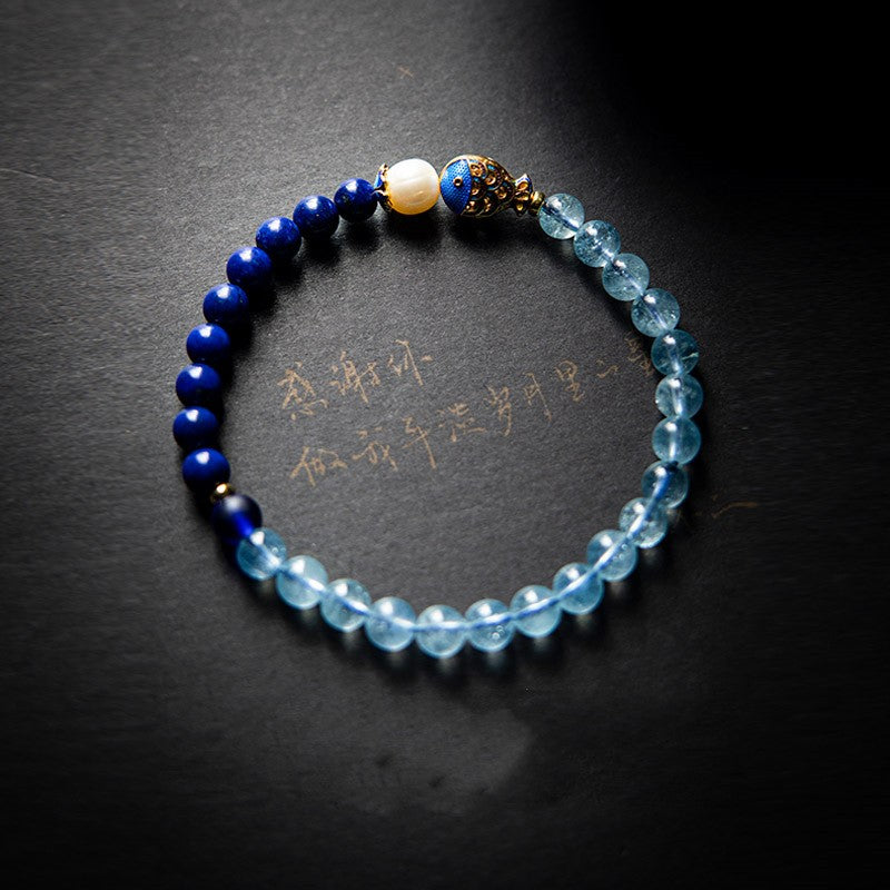 Lapis lazuli crystal blue enamel bracelet