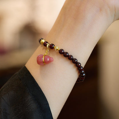 Natural garnet salt source agate gourd fox bracelet