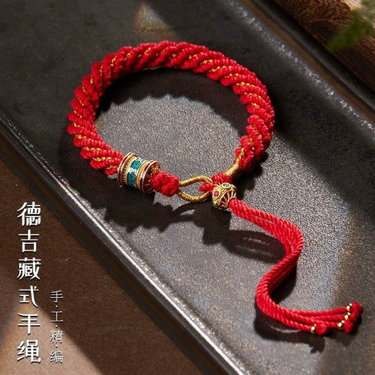 Hand-woven six-character mantra red string bracelet