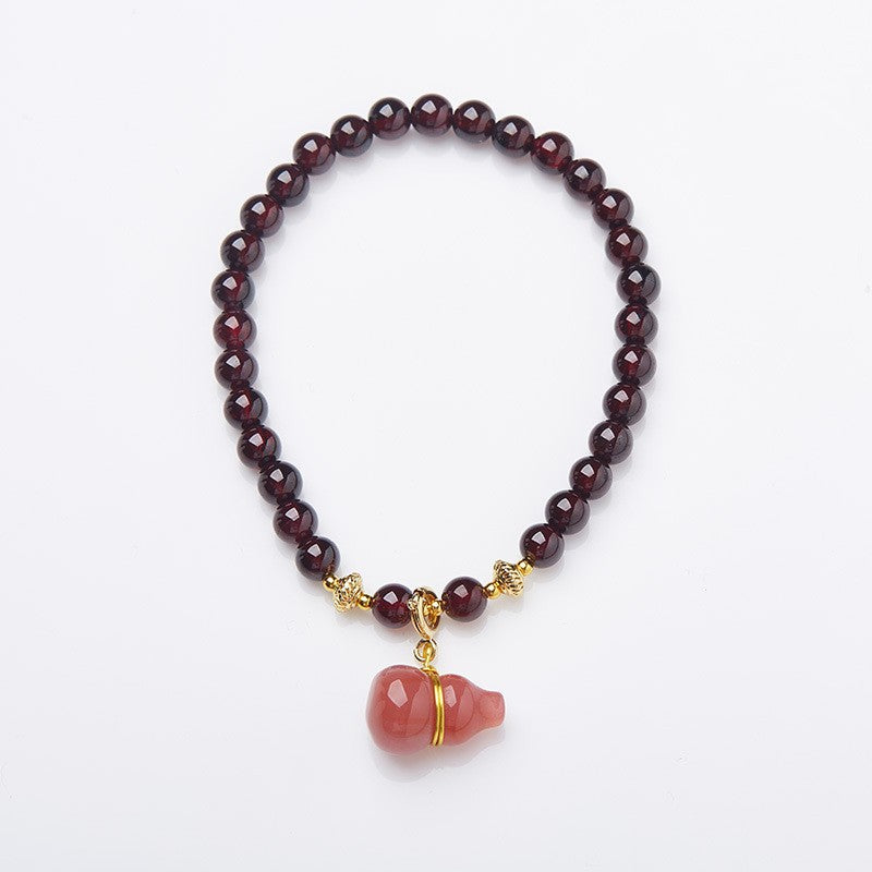 Natural garnet salt source agate gourd fox bracelet