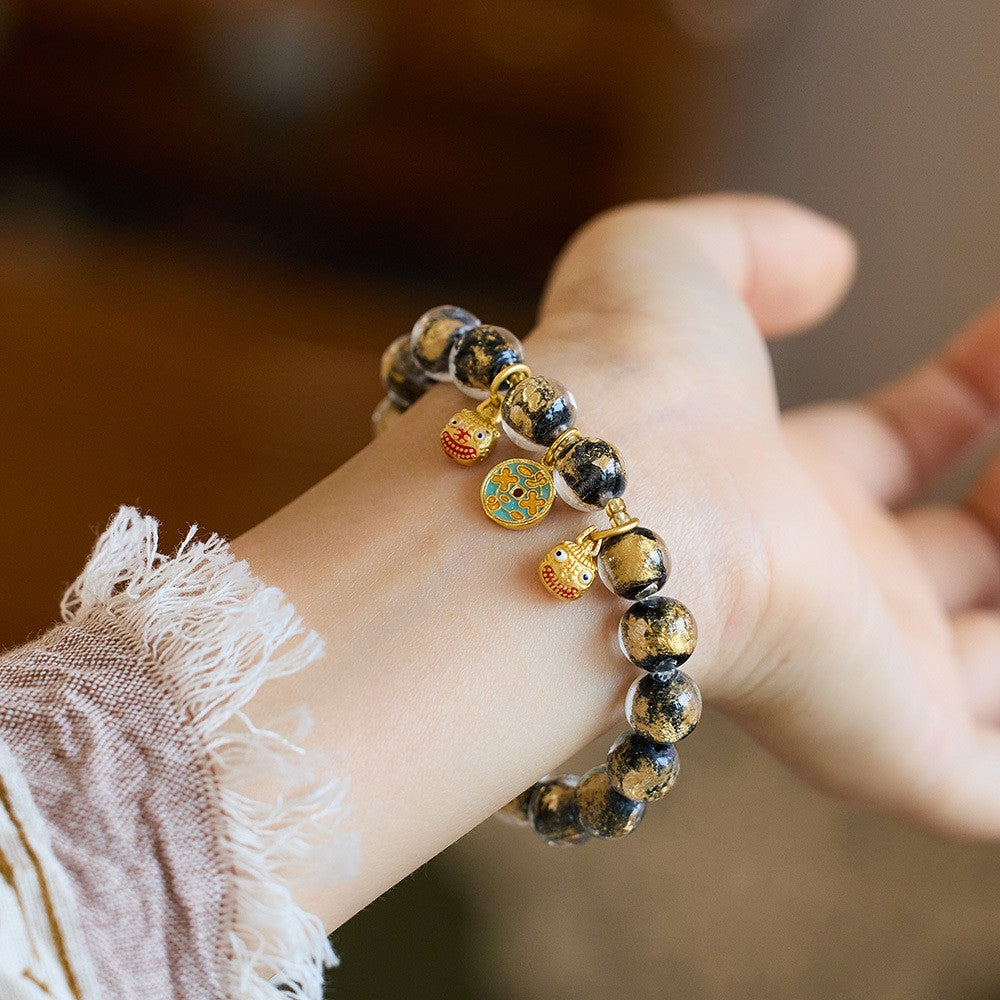 Incense Ash Glass Gold Devouring Beast Bracelet