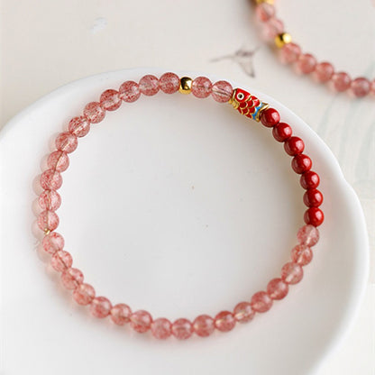 Strawberry Quartz Red Cinnabar Thin Bracelet 4mm