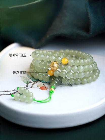 Natural Ice Clear Water Hetian Jade Bracelet 6mm