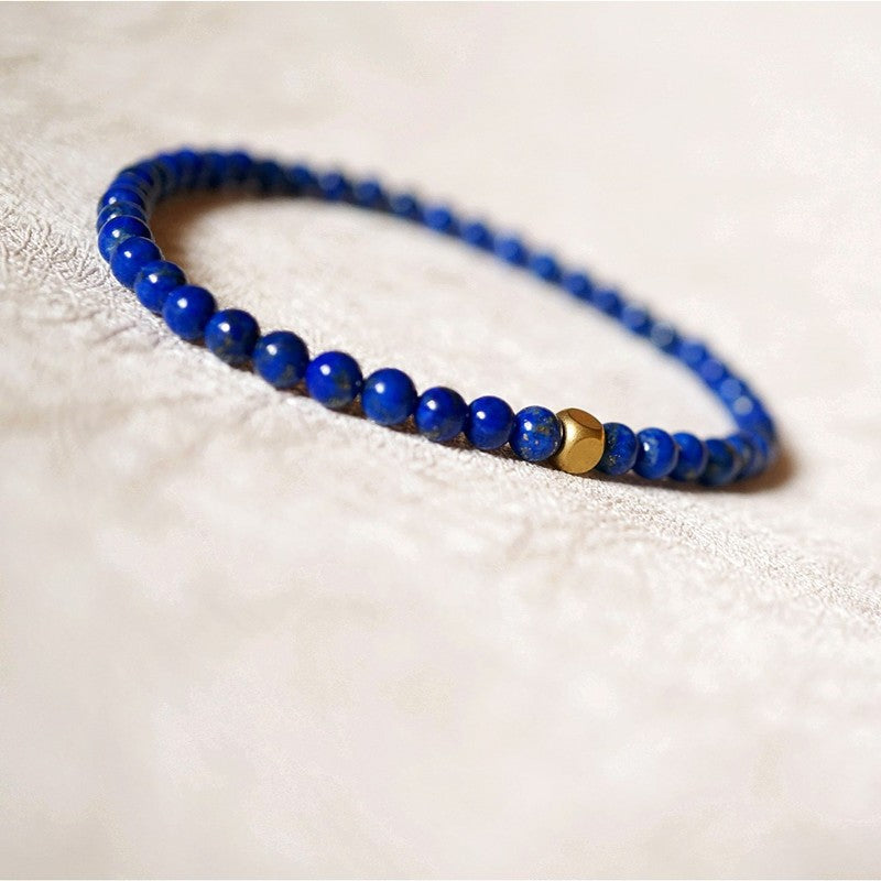 Lapis Lazuli Bracelet 4mm Single Loop Thin Bracelet