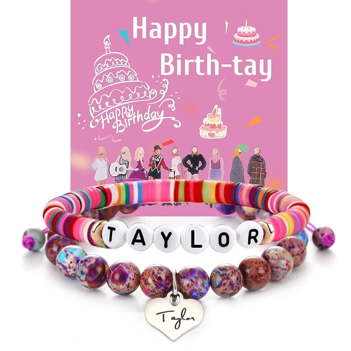 Taylor clay letters natural stone bracelet set bracelet