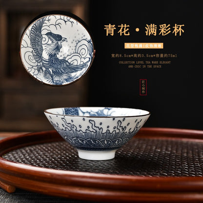 Blue and white porcelain teacup, Kung Fu cup