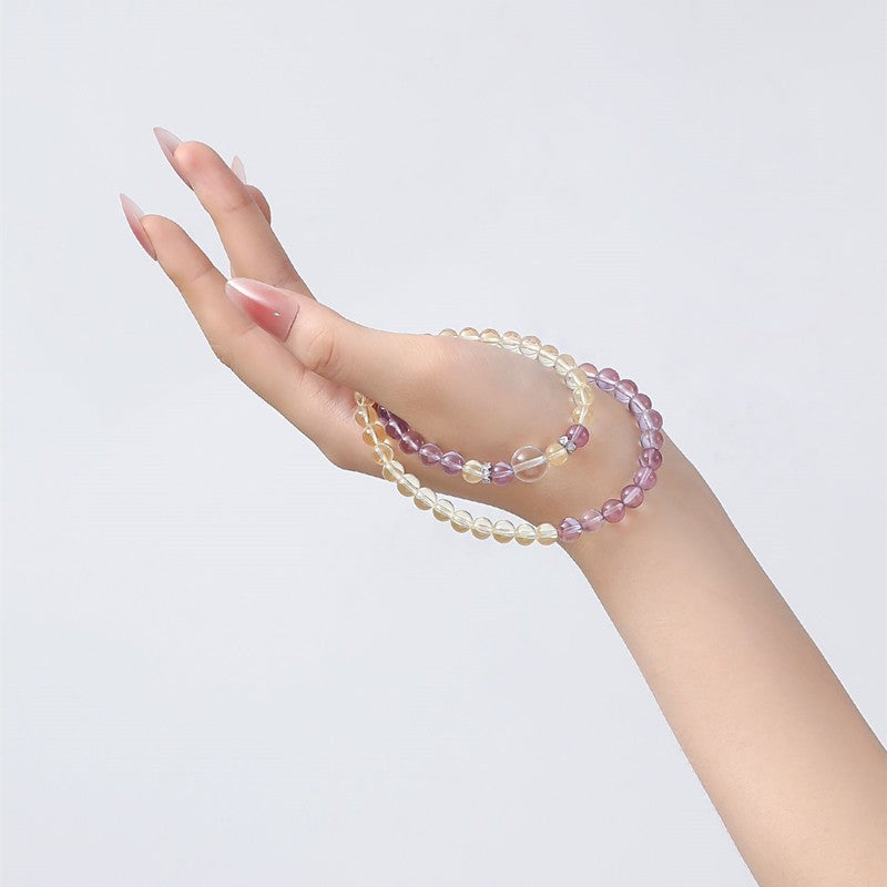 Amethyst double-loop bracelet 6mm