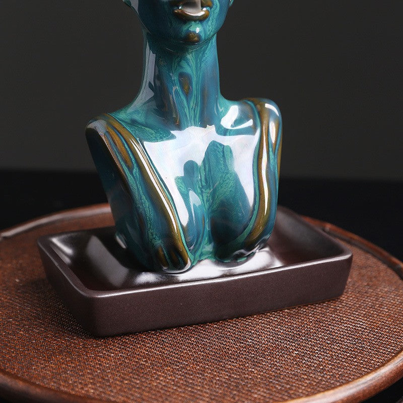 Ceramic statue backflow incense burner