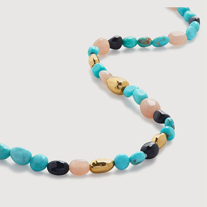 Irregular natural stone tiger eye blue pine bead necklace