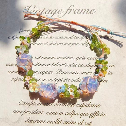 Hand-woven natural crystal raw stone bracelet