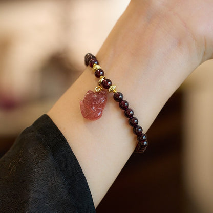 Natural garnet salt source agate gourd fox bracelet