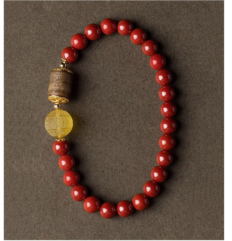 Cinnabar with beeswax agarwood bracelet 6/8mm