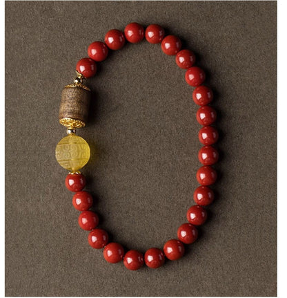 Cinnabar with beeswax agarwood bracelet 6/8mm