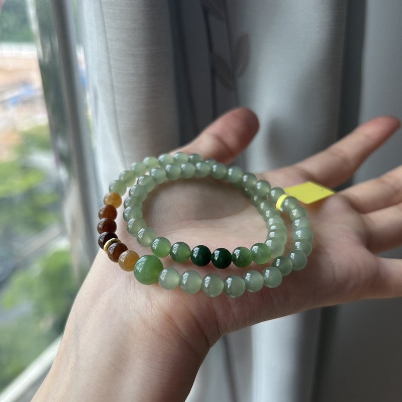 Hetian Jade Bracelet Gradient Design 6mm