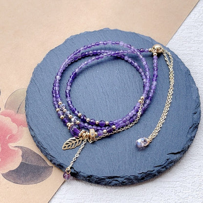 Amethyst Faceted Three Circle Bracelet