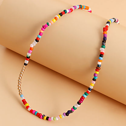 Bohemian Double Necklace Colorful Rice Beads Shell Necklace