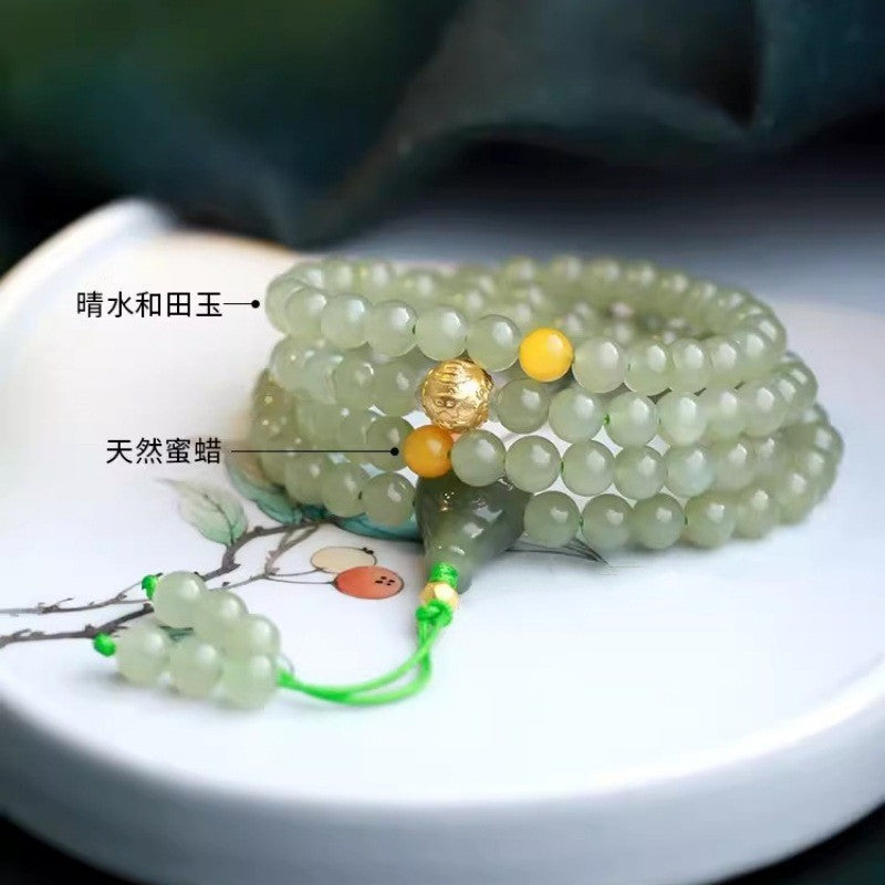 Natural Ice Clear Water Hetian Jade Bracelet 6mm