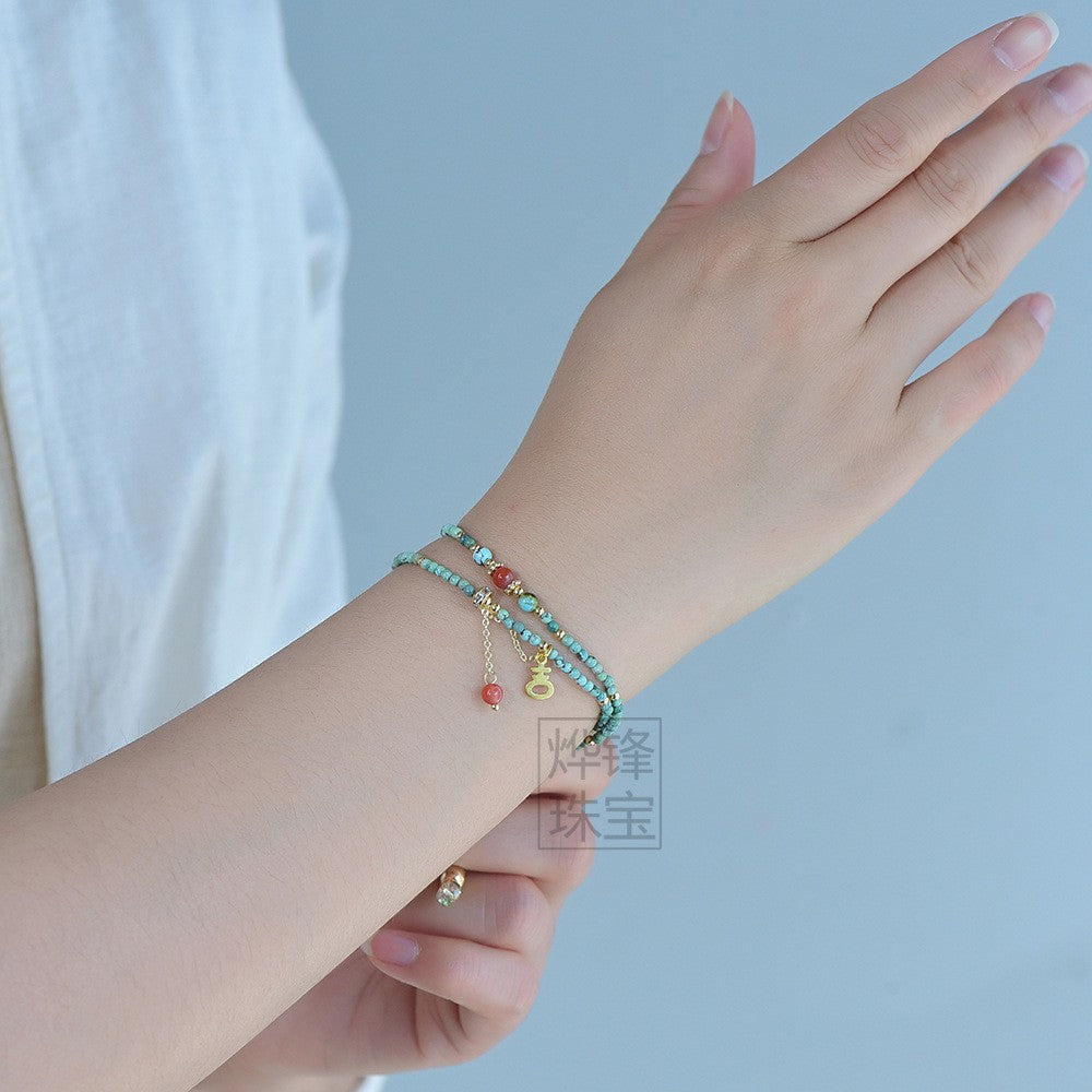 Bohemian Green Turquoise Hand-woven Rice Bead Bracelet