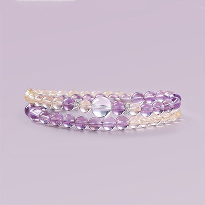 Amethyst double-loop bracelet 6mm