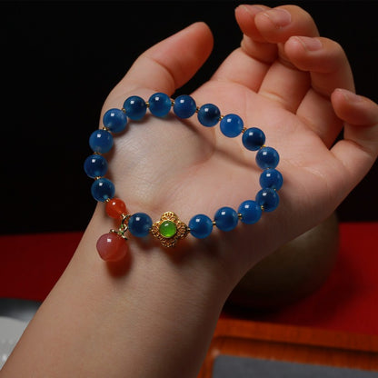 Sugar Heart Agate Bracelet Blue Agate Bracelet 8mm