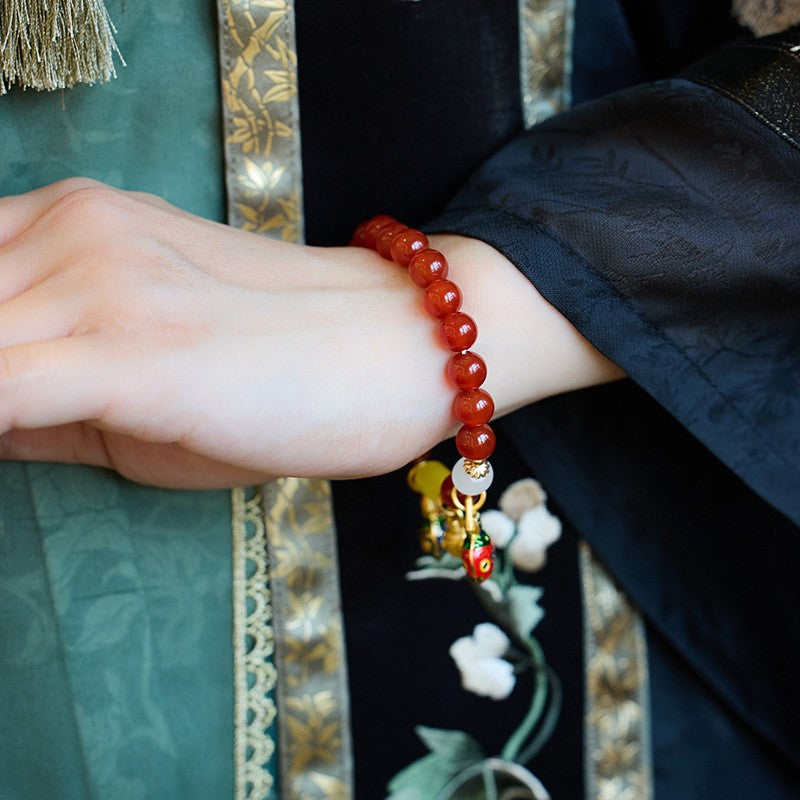 Red agate gold-eating beast bracelet