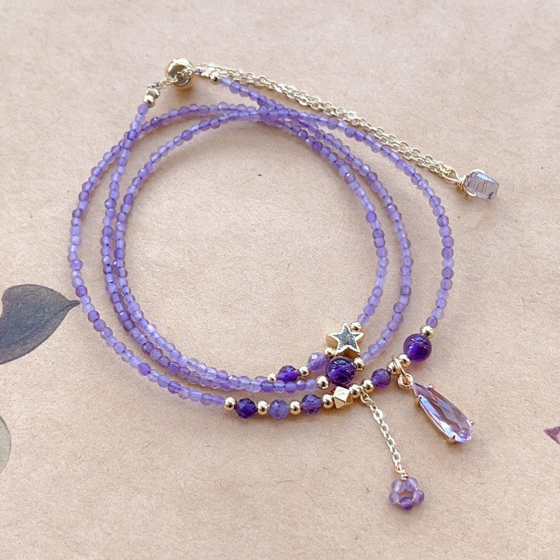 Natural Amethyst Multi-layered Bracelet