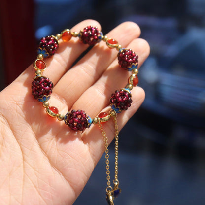 Natural garnet with Amazonite and red agate accessories bracelet