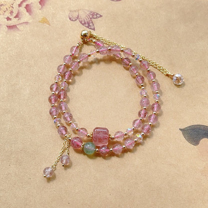 Strawberry Quartz Double Circle Bracelet