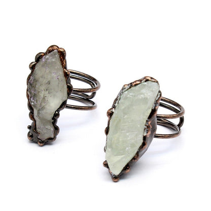 Retro personality natural agate geode ring crystal raw stone ring