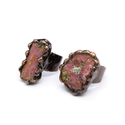 Retro personality natural agate geode ring crystal raw stone ring