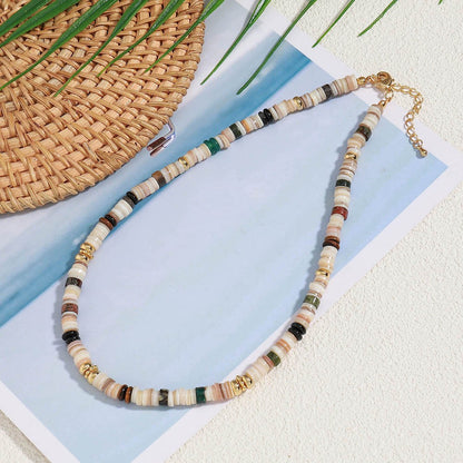 Mixed color beaded copper plated non-fading necklace clavicle chain