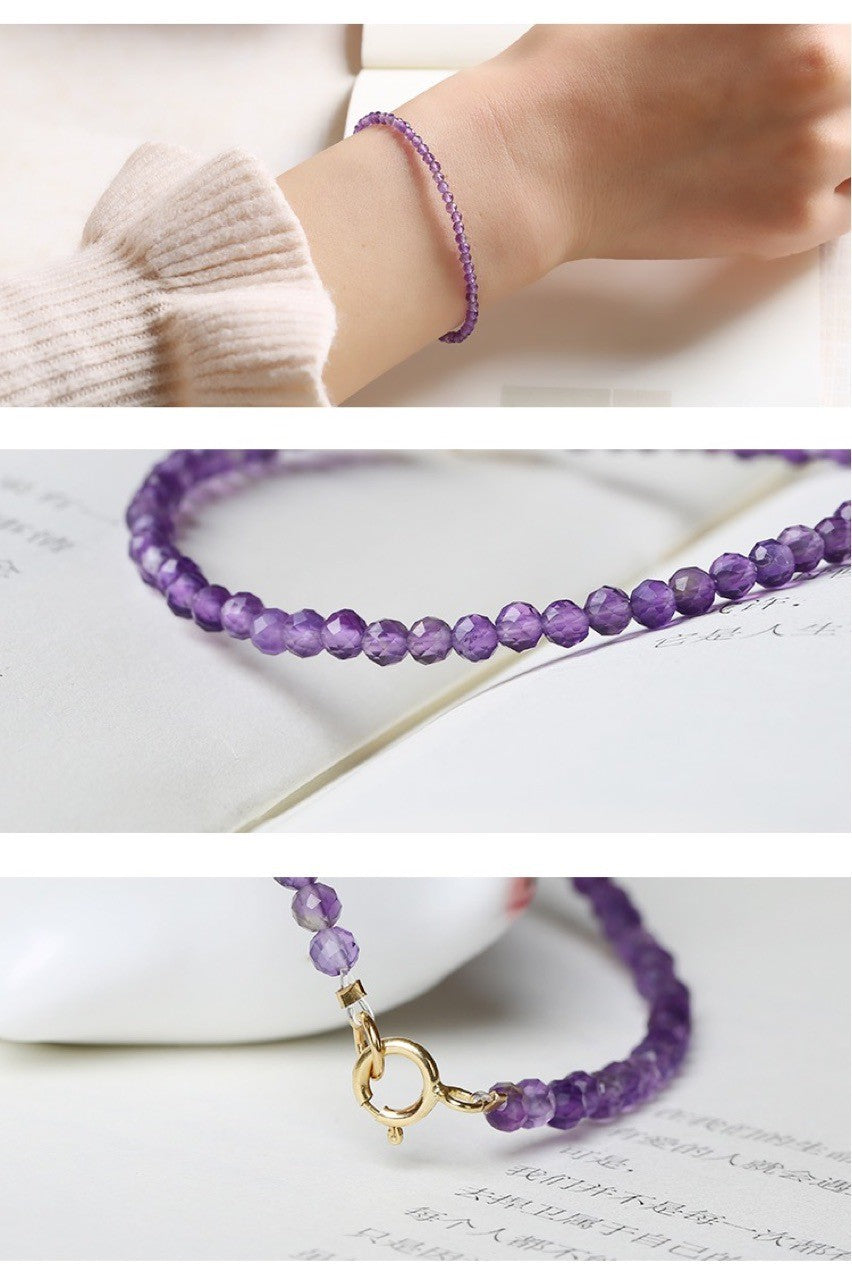 Natural Uruguayan Amethyst Bracelet 3mm